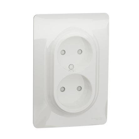 Schneider Electric, New Unica IP4X White Flush Mount 2P Socket Socket, Rated At 16A, 250 V [NU206318]; 276-2086