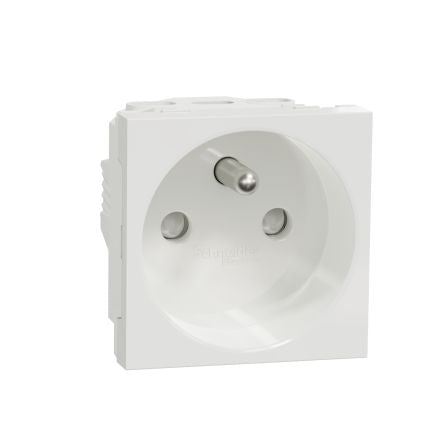 Schneider Electric, New Unica IP4X White Flush Mount 2P+E Socket Socket, Rated At 16A, 250 V [NU303918]; 276-2094