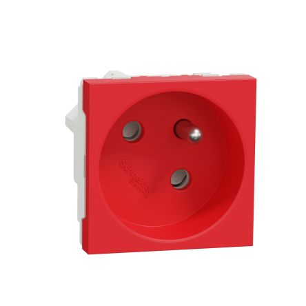 Schneider Electric, New Unica IP3X Red Flush Mount 2P+E Socket Socket, Rated At 16A, 250 V [NU304903T]; 276-2096