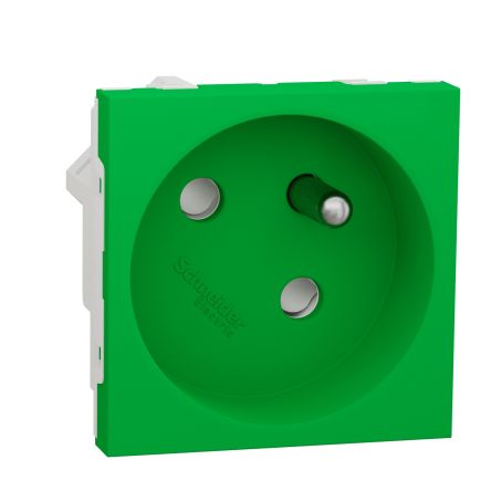 Schneider Electric, New Unica IP3X Green Flush Mount 2P+E Socket Socket, Rated At 16A, 250 V [NU304906]; 276-2097