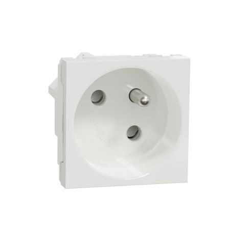 Schneider Electric, New Unica IP3X White Flush Mount 2P+E Socket Socket, Rated At 16A, 250 V [NU304918T]; 276-2098