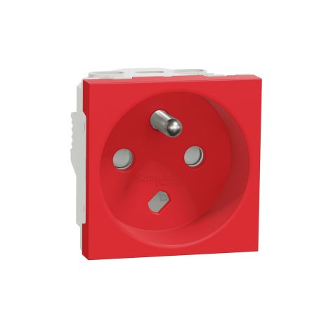 Schneider Electric, New Unica IP3X Red Flush Mount 2P+E Socket Socket, Rated At 16A, 250 V [NU305103]; 276-2100