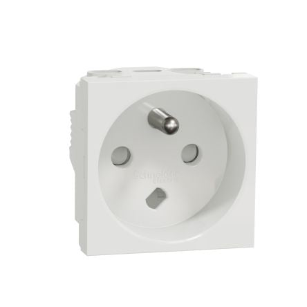 Schneider Electric, New Unica IP3X White Flush Mount 2P+E Socket Socket, Rated At 16A, 250 V [NU305118]; 276-2102