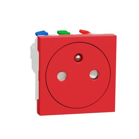 Schneider Electric, New Unica IP4X Red Flush Mount 2P+E Socket Socket, Rated At 16A, 250 V [NU305203T]; 276-2104
