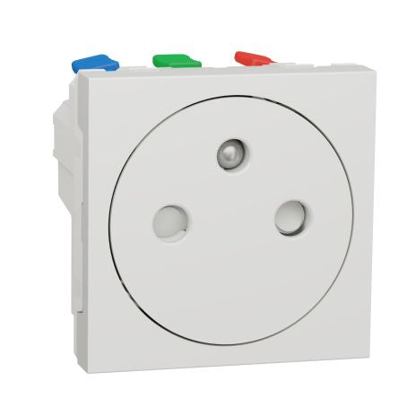 Schneider Electric, New Unica IP4X White Flush Mount 2P+E Socket Socket, Rated At 16A, 250 V [NU305218T]; 276-2106