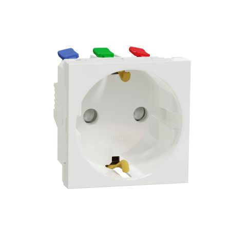 Schneider Electric, New Unica IP21D White Flush Mount 2P+E Socket Socket, Rated At 16A, 250 V [NU305718]; 276-2109