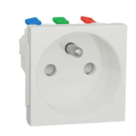 Schneider Electric, New Unica IP4X White Flush Mount 2P+E Socket Socket, Rated At 16A, 250 V [NU305920]; 276-2114