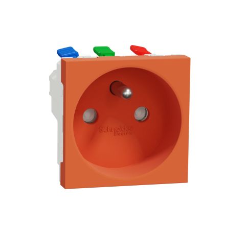 Schneider Electric, New Unica IP4X Orange Flush Mount 2P+E Socket Socket, Rated At 16A, 250 V [NU305961]; 276-2116