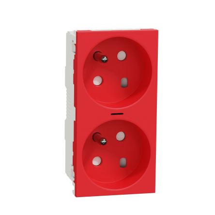 Schneider Electric, New Unica IP3X Red Flush Mount 2P+E Socket Socket, Rated At 16A, 250 V [NU306103S]; 276-2118