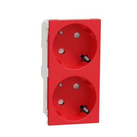 Schneider Electric, New Unica IP21D Red Flush Mount 2P+E Socket Socket, Rated At 16A, 250 V [NU306703A]; 276-2119