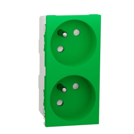 Schneider Electric, New Unica IP3X Green Flush Mount 2P+E Socket Socket, Rated At 16A, 250 V [NU306906]; 276-2124