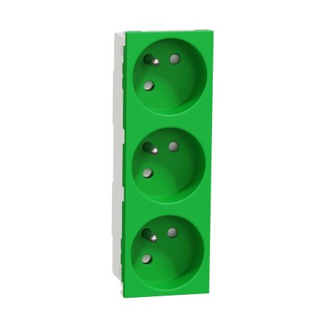 Schneider Electric, New Unica IP3X Green Flush Mount 2P+E Socket Socket, Rated At 16A, 250 V [NU307906]; 276-2129