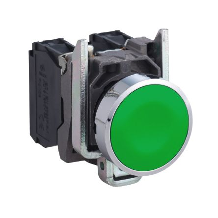 Schneider Electric XB4 Series Push Button, Spring Return, Panel Mount, 22mm Cutout, 1NO + 1NC, 600V, IP66, IP67, IP69, [XB4BA35]; 276-2503
