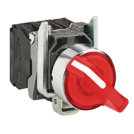 Schneider Electric Handle Selector Switch - (1NO+1NC) 22mm Cutout Diameter, Illuminated 2 Positions [XB4BK124G5]; 276-2506