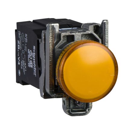 Schneider Electric, XB4, Flush Mount Orange Incandescent Pilot Light, 22mm Cutout, IP66, IP67, IP69(IP69K), Round, 110 [XB4BV35]; 276-2512