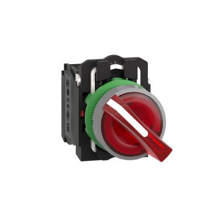 Schneider Electric Handle Selector Switch - (SPDT) 22mm Cutout Diameter, Illuminated 2 Positions [XB5AK124G5C0]; 276-2579