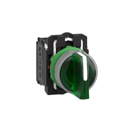 Schneider Electric Handle Selector Switch - (SPDT) 22mm Cutout Diameter, Illuminated 3 Positions [XB5AK133G5C0]; 276-2583