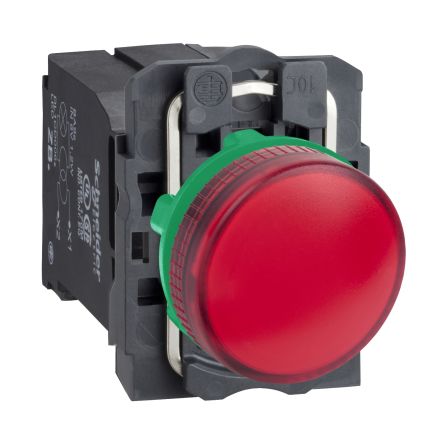 Schneider Electric, XB5, Flush Mount Red Incandescent Pilot Light, 22mm Cutout, IP66, IP67, IP69(IP69K), Round, 220 [XB5AV44]; 276-2602