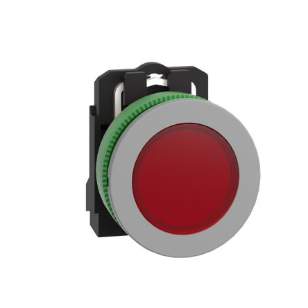 Schneider Electric, XB5F, Flush Mount Red LED Pilot Light, 30.5mm Cutout, IP66, IP67, Round, 24V ac/dc [XB5FVB4C0]; 276-2693