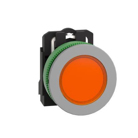 Schneider Electric, XB5F, Flush Mount Orange LED Pilot Light, 30.5mm Cutout, IP66, IP67, Round, 24V ac/dc [XB5FVB5C0]; 276-2694