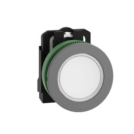 Schneider Electric, XB5F, Flush Mount White LED Pilot Light, 30.5mm Cutout, IP66, IP67, Round, 230 → 240V ac [XB5FVM1C0]; 276-2695