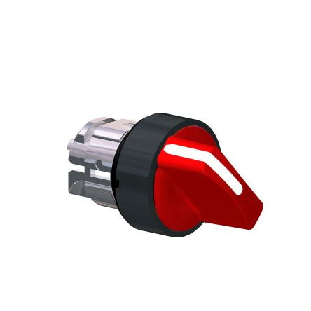 Schneider Electric Harmony XB4 Series 2 Position Selector Switch Head, 22mm Cutout, Red Handle [ZB4BK12437]; 276-2755