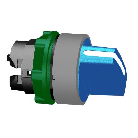 Schneider Electric Harmony XB5 Series 2 Position Selector Switch Head, 22mm Cutout, Blue Handle [ZB5AD206C0]; 276-2821