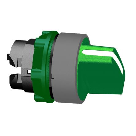 Schneider Electric Harmony XB5 Series 2 Position Selector Switch Head, 22mm Cutout, Green Handle [ZB5AD403C0]; 276-2833
