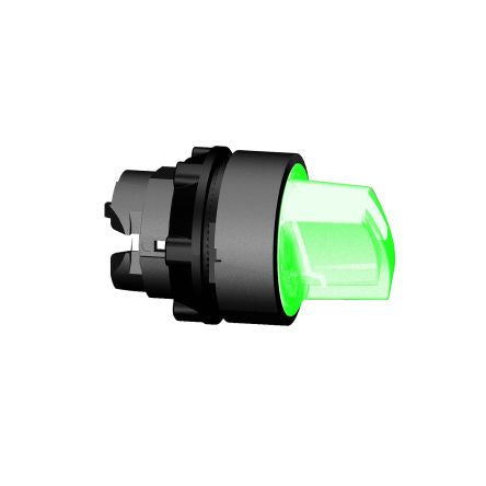Schneider Electric ZB5 Series 2 Position Selector Switch Head, 22mm Cutout, Green Handle [ZB5AK1433]; 276-2894