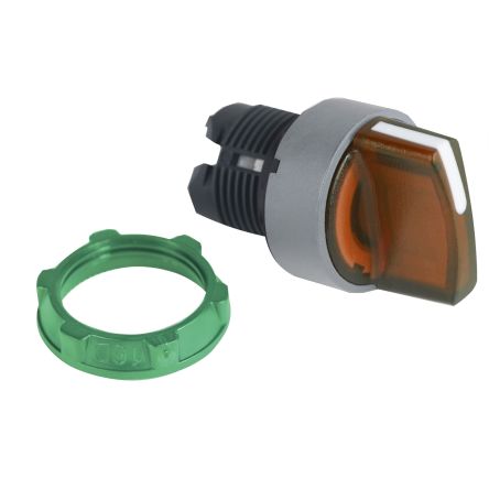 Schneider Electric ZB5 Series 2 Position Selector Switch Head, 22mm Cutout, Orange Handle [ZB5AK1453C0]; 276-2897