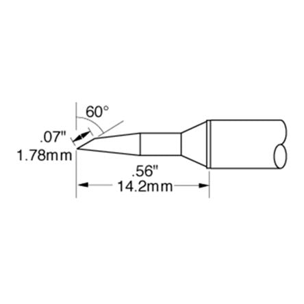Metcal STTC-847 1.78 mm Bevel Soldering Iron Tip [STTC-847]; 276-3613