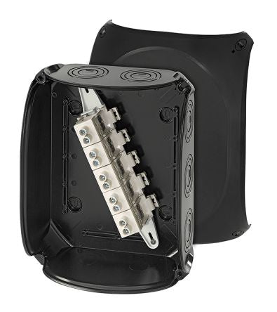 HENSEL KF Series Black Polycarbonate Terminal Box, IP66, IP67, IP69, 5 Terminals, 112 x 255 x 205mm [KF 2525 B]; 276-5403