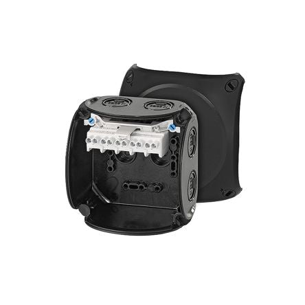 HENSEL KF Series Black Polycarbonate Terminal Box, IP66, IP67, IP69, 5 Terminals, 70 x 104 x 104mm [KF 0404 B]; 276-5463
