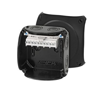 HENSEL KF Series Black Polycarbonate Terminal Box, IP66, IP67, IP69, 5 Terminals, 77 x 130 x 130mm [KF 0606 B]; 276-5466