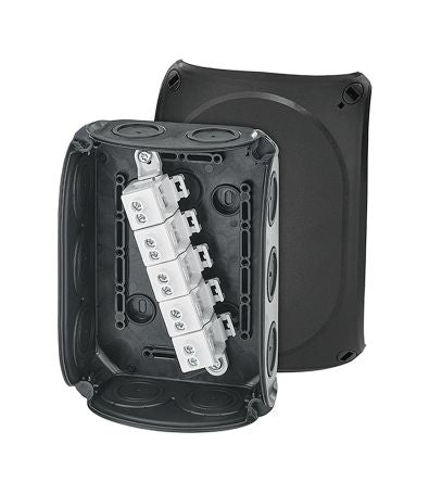 HENSEL DK Series Black Polypropylene Terminal Box, IP66, 5 Terminals, 77 x 180 x 130mm [DK 1010 B]; 276-5482