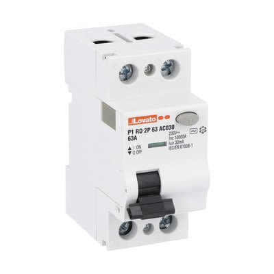 Lovato P1RD MCCB, 63A, 2 Pole, 30mA, Type A, 230V ac [P1RD2P63A030]; 276-5666