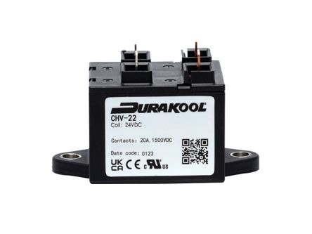 Durakool CHV CHV20 Contactor, 24 V dc Coil, 1-Pole, 20 A, NO, 1.5 kV dc [CHV-22]; 276-5932