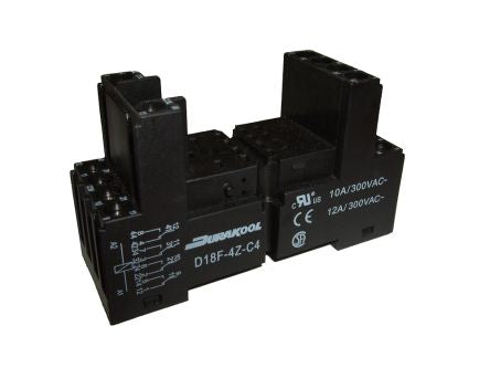 Durakool D14F 12 Pin 300V ac DIN Rail Relay Socket, for use with DX4, DXN Relays [D18F-4Z-C4]; 276-5950