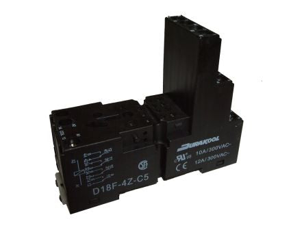 Durakool D14F 14 Pin 250V ac DIN Rail Relay Socket, for use with DX4, DXN Relays [D18F-4Z-C5]; 276-5951