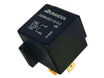 Durakool Plug In Power Relay, 12V dc Coil, 120A Switching Current, SPST-NO [DG55M-5021-76-1012-DR]; 276-5971