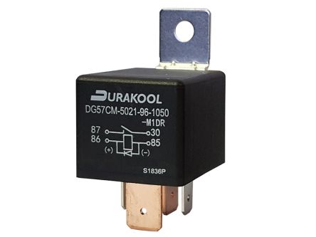 Durakool Plug In Power Relay, 12V dc Coil, 100mA Switching Current, SPST-NO [DG57CM-5021-76-1012-R]; 276-5977
