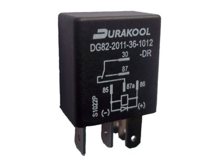Durakool PCB Mount Automotive Relay, 12V dc Coil Voltage, 90A Switching Current, SPST-NO [DG82-7011-36-1012-DR-P001]; 276-5979