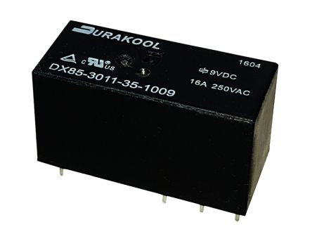 Durakool PCB Mount Power Relay, 12V dc Coil, 100mA Switching Current, SPDT-C/O [DX85-2011-35-1012]; 276-5999