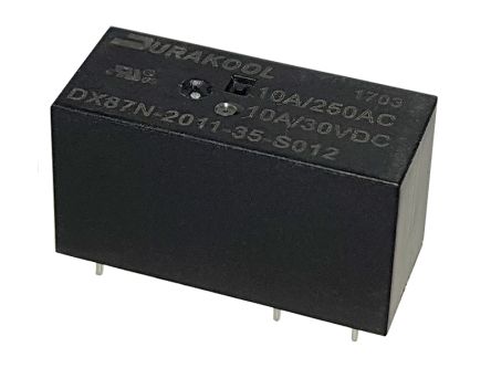 Durakool PCB Mount Power Relay, 12V dc Coil, 100mA Switching Current, SPDT-C/O [DX87N-2011-35-S012]; 276-6002