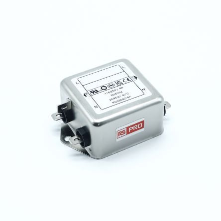 RS PRO 6A 250 V ac 50/60Hz, Chassis Mount EMI Filter, Fast-On, Single Phase [0]; 276-6289