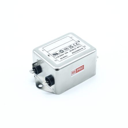RS PRO 10A 250 V ac 50/60Hz, Chassis Mount EMI Filter, Fast-On, Single Phase [0]; 276-6295