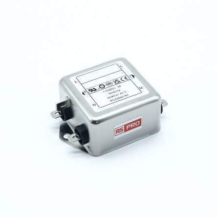 RS PRO 3A 250 V ac 50/60Hz, Chassis Mount EMI Filter, Fast-On, Single Phase [0]; 276-6305