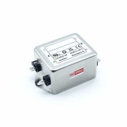RS PRO 4A 250 V ac 50/60Hz, Chassis Mount EMI Filter, Fast-On, Single Phase [0]; 276-6308