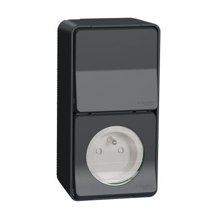 Schneider Electric Grey 1 Gang Plug Socket, 1 Pole Poles, 10A, French 2P [MUR36025]; 276-8896