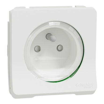 Schneider Electric White 1 Gang Plug Socket, 2 Poles, 16A, French 2P, Indoor, Outdoor Use [MUR39133]; 276-8904